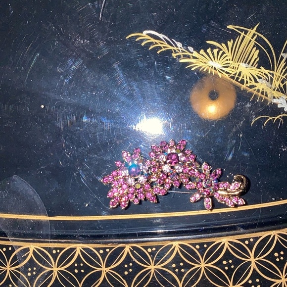 Janus Jewelry - Huge Pink Rhinestone Signed JANUS Brooch Pin Floral Spray Designer Signed